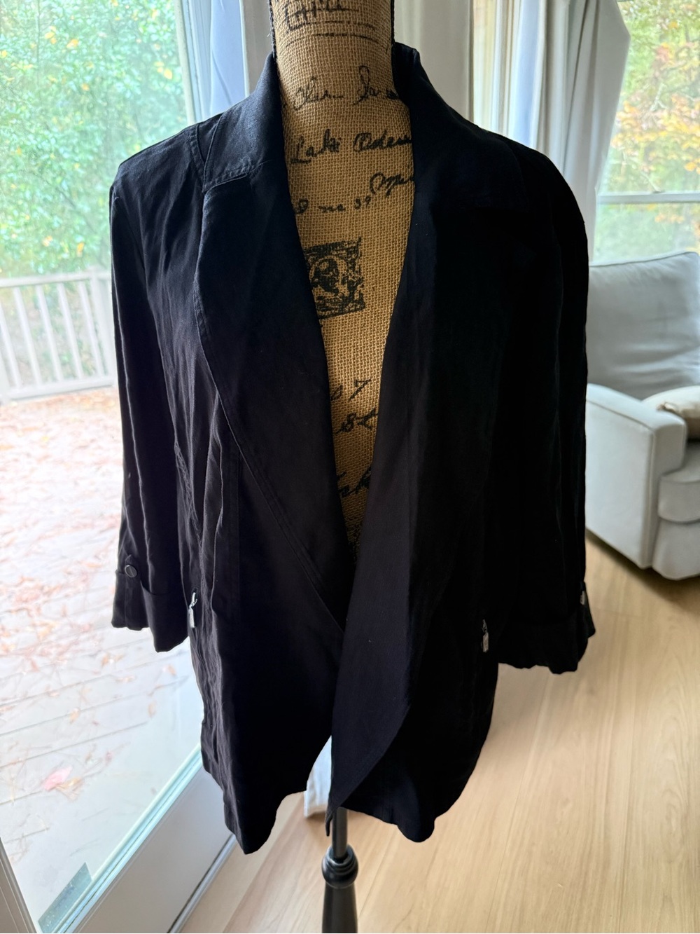 Chico's Black Draped Open-Front Blazer